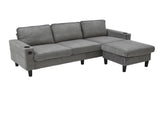 light grey color knock down 3-seat combo sofa with storage ottoman for living room apartment bedroom W2603P376266