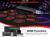 9-Pad Electric Drum Set for Beginners, MIDI USB Connection Dual Stereo Speakers BlackRed 24660023