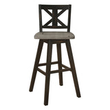 Pub Height Chairs Set of 2, Distressed Gray and Black 360-degree Swivel Chair Solid Rubberwood B011P194913