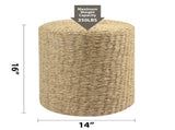Decor Round Pouf Ottoman Double-Strand Beige Paper Rope Pouf Footrest, Foot Stool, 33969426