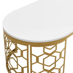 ZUN Modern Oval Coffee Table with Cut-Out Pattern Metal Stainless Steel Frame in 47.2" N735P192911K