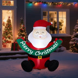 5.8FT Lighted Christmas Inflatable Decoration, Inflatable Santa Claus Holding Banner, Funny Blow Up 24353622