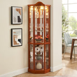 Glass Cabinet Lighted Corner Cabinet Corner Display Curio Cabinet, Glass Display With W2275P177192