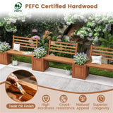 Garden Bench with Planter Boxes - Hardwood Build , Displays Faux Trees/Potted 85862881