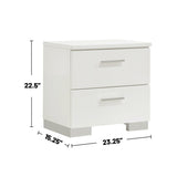 ZUN 2-drawer Nightstand in White High Gloss Finish B016P254558