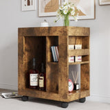 Mid-century modern style movable side cabinet for sofa, household brown trolley storage locker and W1278P226002