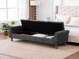 65.55" Wide Modern Upholstered Storage , Napped fabric Bed End Foot Stool With Rolled Armrest, 74232923