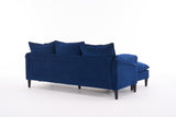Convertible Combination Sofa Sofa L-Shaped Sofa with Footstools with Storage, Blue Sofa for Living W2012P252427
