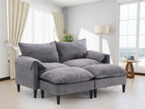 Convertible Combination Sofa Sofa U-Shaped Sofa with Footstools with Storage, Gray Sofa for Living W2012P252429