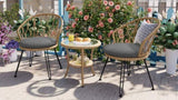 U_STYLE Outdoor Leisure Set, 2 Rattan Single Chairs with A Glass Round Table, Perfectly Suited for N711P256422E
