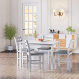 ZUN 5PCS Stylish Dining Table Set 4 Upholstered Chairs with Ladder Back Design for Dining Room Kitchen W1673130772