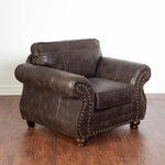 ZUN Leinster Faux Leather Upholstered Nailhead Chair and Ottoman 2 pieces set T2574P196591