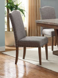 ZUN 2pc Brown Finish Side Chair Beige Fabric Upholstered Seat Nailhead Trim Accent Dining Room Wooden B011135284