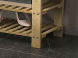 Storage Bench 3-Tier Entryway Bench with Cushion & Shoe Rack 35.4"x11.4"x19.3" Natural 47133919