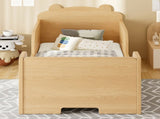 Toddler Floor Bed Frame, Cot Bed for Boys and Girls Ages 3-6, Bear Shape Toddler Bed,Natural W1580P373255