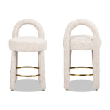Penny 26.5" Round Arched Upholstered Counter Stool, Set of 2, Travertine Beige Chenille B2719P360149