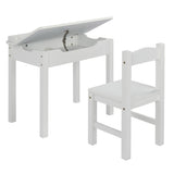 Flip Top Kids Table and Chair Set, Wood Activity Table Set with Storage Space for Arts Crafts, White 50422470