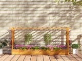 Wooden Raised Garden Bed with Trellis & Flat Roof, Open-Ended Base Planter Box for Climbing 32253535