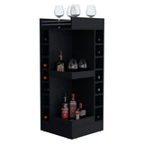 Black Corner Bar Cabinet with Wine Rack and Open Shelf B062P290260