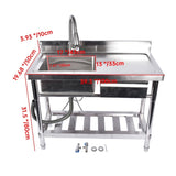 Stainless Steel Kitchen Sink Commercial Freestanding Utility Sink with Drawer and Pull-Out Faucet 48168067