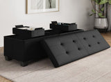 Ottoman with Storage Bench, 43-inch Storage Ottoman, Leather, Black 42966149
