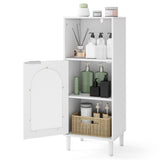 White Bathroom Floor Cabinet Wood Side Storage Organizer with Adjustable Shelf Bathroom Storage, 46360807