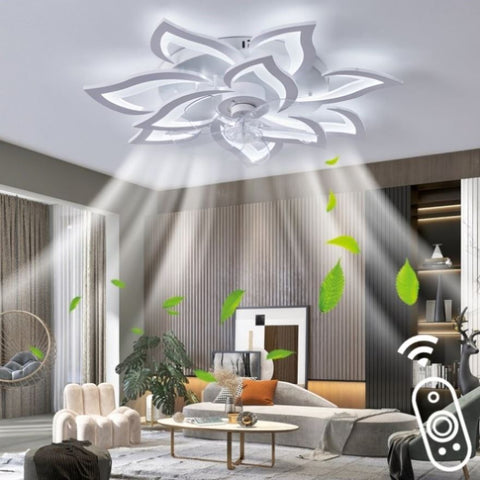 ZUN 32Inches Ceiling Fan with Lights Remote Control Dimmable LED, 6 Gear Wind Speed Fan Light W2009124236