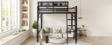 Full Size Loft Bed with Ladder, Metal Full Loft Bed with Storage Shelves, High Loft Bed for Kids W2580P316646