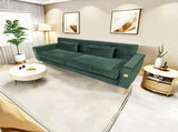 FX-P18-RG2 Luxury Emerald Green Velvet Sofa with Gold Accents - Modern 3-Seat Couch with Plush W57664704