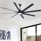 84 In Super Large Black Ceiling Fan with Remote Control 8 Blades W1367P307912