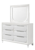 ZUN 1pc Modern Contemporary Dresser w Six Storage Drawers Jewelry Tray White Cream Finish Bedroom Wooden B011P215601