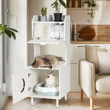 ZUN Litter Box Enclosure with Shelves and Doors White Wooden Hidden Cat Litter Box Furniture Industrial W1687P170695