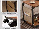 C-Shaped End Table with Wheels and Double-Layer Storage, Rolling Sofa Side Table for Couch, Bed, 65242329