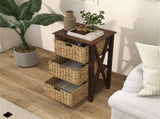 31.5" Tall Bedside Table with Storage Baskets, Multi-Functional End Table Supports 430 LBS Weight 93454222