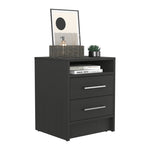 ZUN Nightstand 23.6" H, with 2 Drawers and 1 Shelf, Black B097P250851