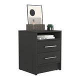 ZUN Nightstand 23.6" H, with 2 Drawers and 1 Shelf, Black B097P250851