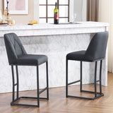 ZUN Set of 2,Modern Upholstered Bar Stool with Button-Tufted Backrest, Counter Height Chair with Sturdy W1901P225272