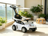 3-in-1 Kids Push Sliding Car with Music & Horn, White Toddler Ride-On with Removable Handle & Canopy 50462401