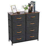 ZUN 4-Tier Wide Drawer Dresser, Storage Unit with 8 Easy Pull Fabric Drawers and Metal Frame, Wooden 87325613