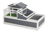 3-Room Tortoise House Habitat with Turf Balcony & 2 Stories, Indoor/Outdoor Wooden Tortoise W2831P241979