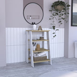 Cabinet 29.7H", Four Shelves, Vertical, Light Oak / White B097133248