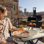 ZUN Outdoor Pizza Oven Wood Fired 2-Layer Pizza Ovens Outside Pizza Maker with Stone, Removable Cooking 87975879