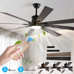 ZUN Walnut LED Ceiling Fan Light with 8 Wooden Blades, Remote Control, Dimmable & Adjustable Color W1340P244569