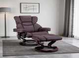 8-Point Massage Recliner with Ottoman, Heated Cat Scratch Leather Reclining Chair ,Bent Wood Base, W1622P460963