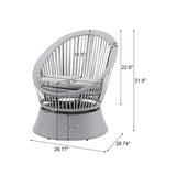 26.7" Modern Silver Wicker Lounge Chair with xianRattan and Iron Frame, Featuring a Stylish Round N767P237032G