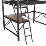 ZUN Full Size Loft Metal&MDF Bed with Desk and Shelf, Black 26455589