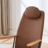 ZUN Adjustable Headrest Pillow Rocking Chair, Technical Leather Upholstered Glider Rocker with High W1669P220403