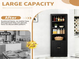 71" Tall Corner Storage Cabinet with 2 Doors, 5-Tier Metal Cabinet with Adjustable Shelves, T2398P504065