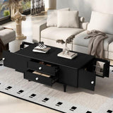 U-Can Modern Rectangle Coffee Table with Four Drawers, Two Side Hidden Storage Compartments, 47.2" N724P286418B