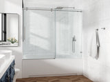 60*76" Fixed & Sliding Shower Door, Square Tube Hardware, Clear Glass Shower Door, 3/8 SGCC 14766289